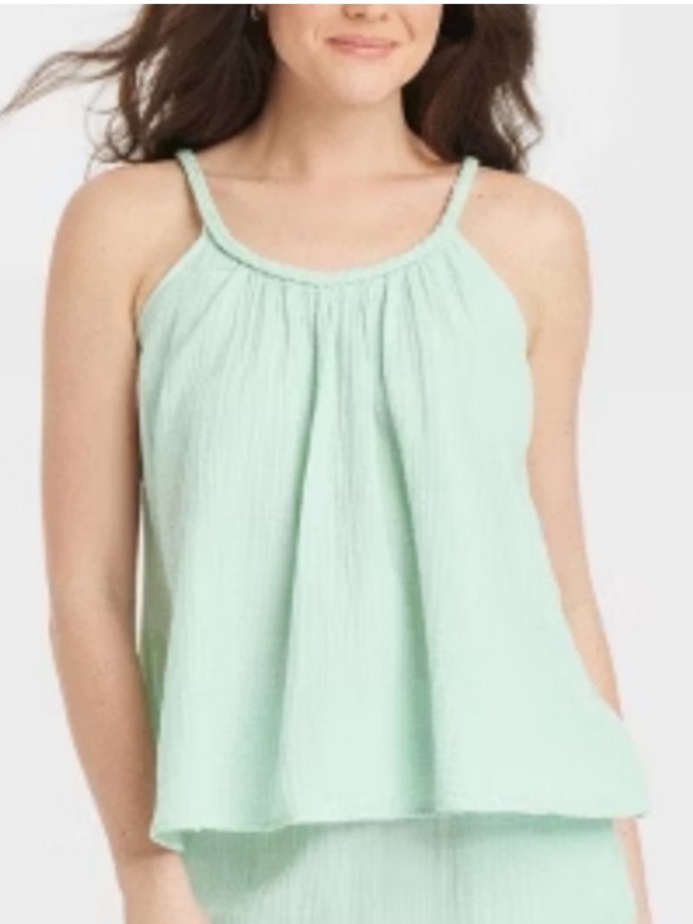 Universal Thread Gauze Cotton Relaxed Flowy Sleeveless Tank Mint Green Var Sizes